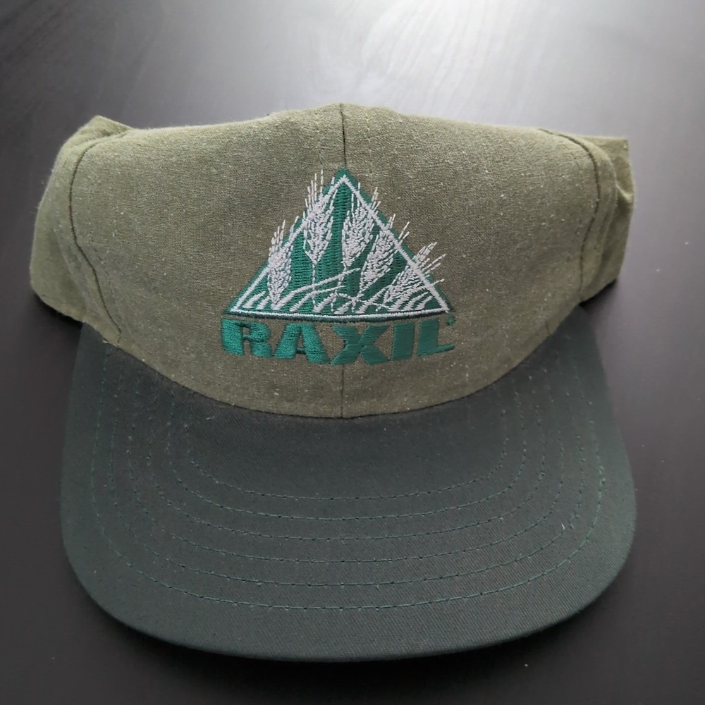 La Mode USA Raxil Wheat Hat Stra Back Green Embroidered Farming‎ Gustafson IA